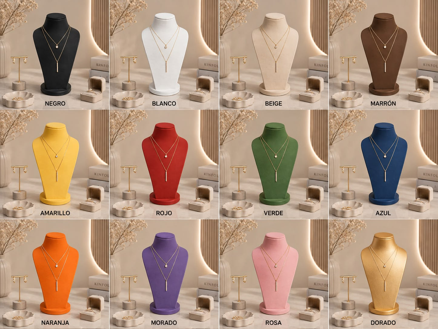 Expositor Minimalista de Busto para Joyería